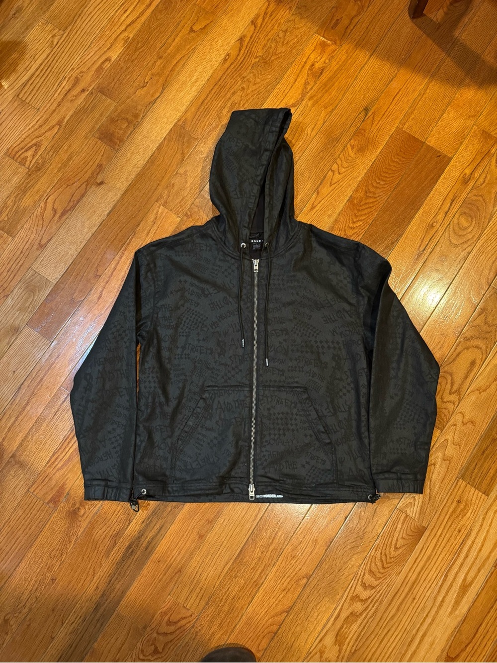 Ksubi Grease Hoodie Black Full Zip Jacket Size Large Streetwear